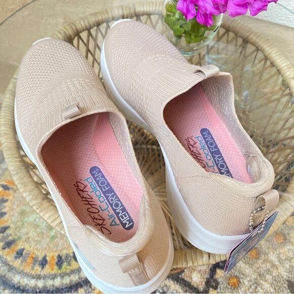 SKECHERS STRETCH FIT AIR COOLED MEMORY FOAM SNEAKERS 9 TAUPE - Picture 7 of 16